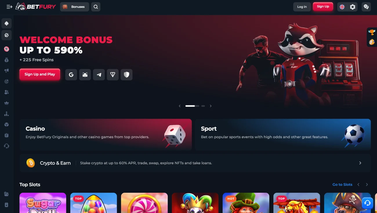 BetFury casino lobby preview