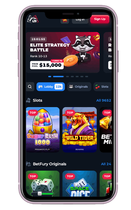 BetFury mobile sportsbook screen